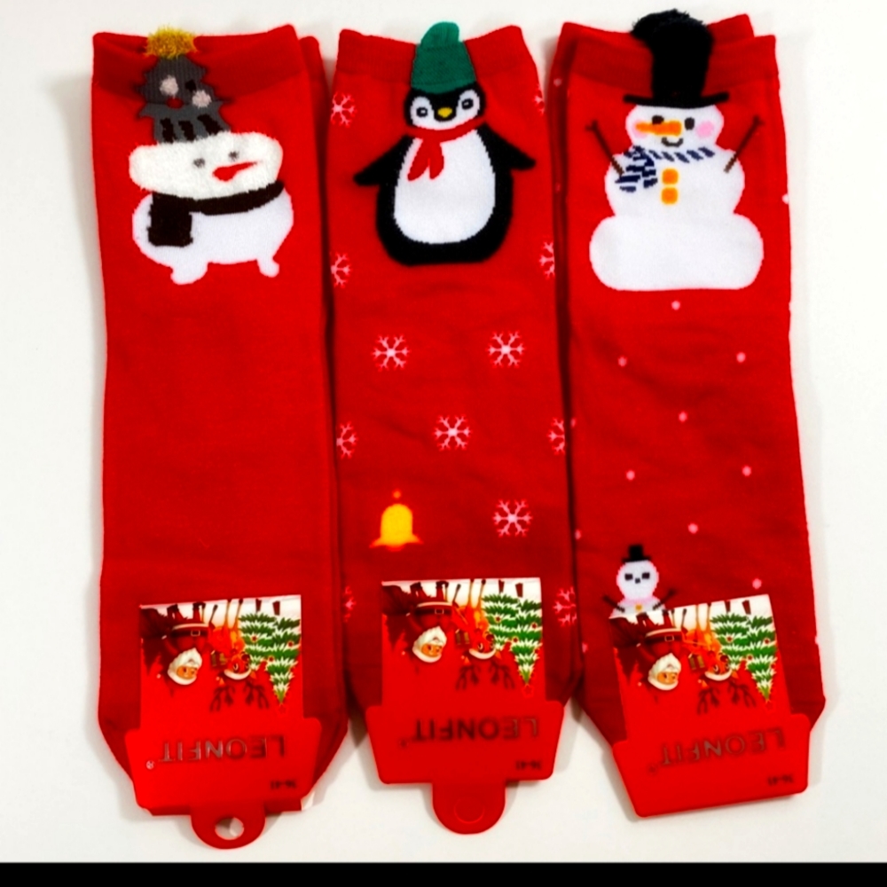 Red Snowman Holiday Socks OSFM